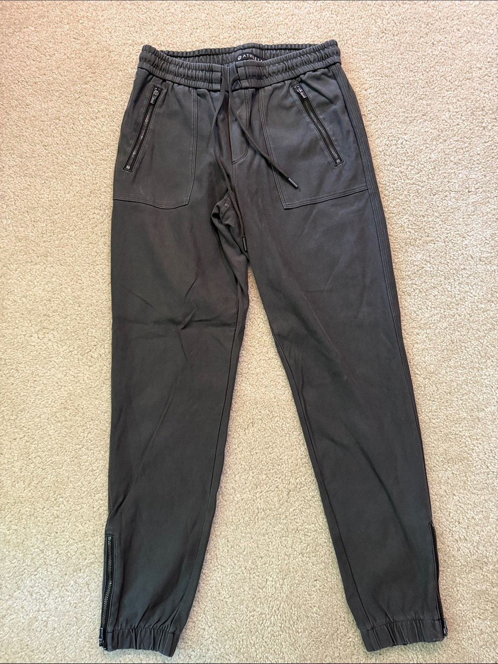 Athleta Grey Drawstring Joggers with Zip Pockets